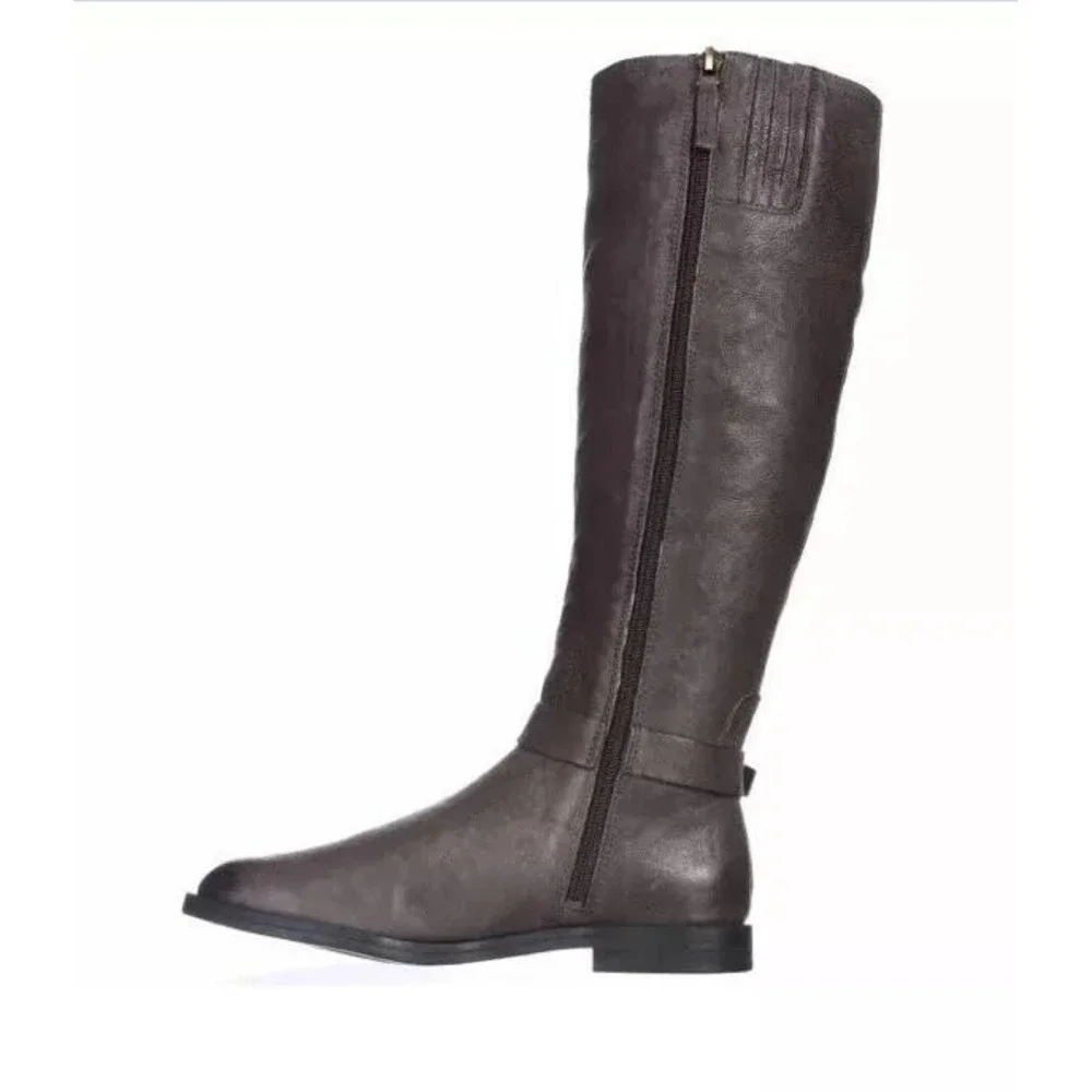 Franco Sarto Women's Vantage Gray Leather Knee-High Riding Style Boots 7.5M